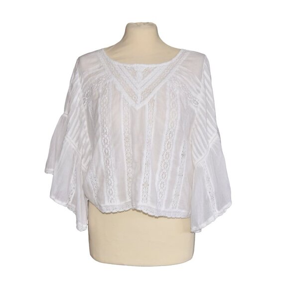 American Eagle Outfitters L Boho Lace Flutter Sleeve Top - Picture 1 of 9